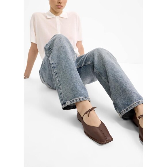 Women Brown Square Toe Comfortable Slip-On Lace-Up Loafers Summer Shoes - Picture 3 of 6